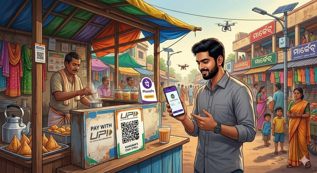 upi qr code payment at indian street vendo
