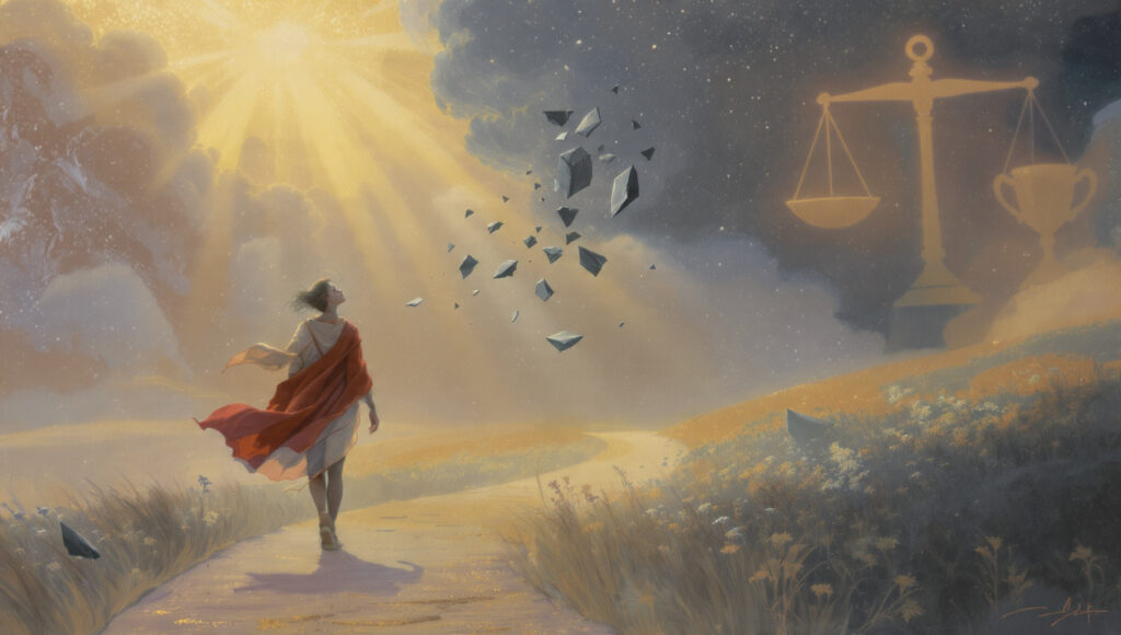 Spiritual Wisdom from Ancient Indian Texts symbolic illustration of detachment a person walki (3)